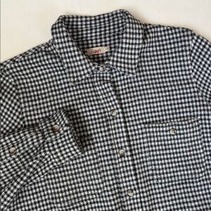 Faherty Thick Soft Cotton Flannel Shirt Black White Check Plaid Women’s Small